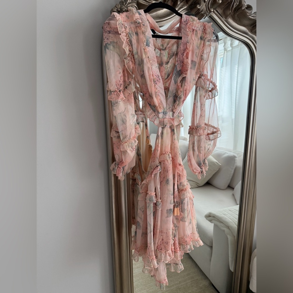 Floral Sheer Ruffle Dress